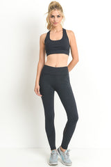 Mono B Geometric Mesh Contrast Leggings - Active