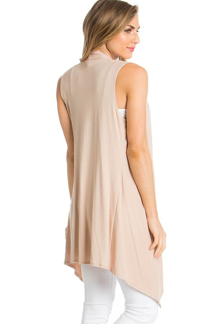 Niobe Clothing Sleeveless Asymmetric Hem Cardigan - f_outerwear