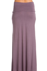 Azules Summer Solid Banded Waist Foldover Maxi Skirt - Skirts