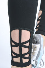 Mono B Ankle Criss Cross Side Accent Solid Leggings - Active