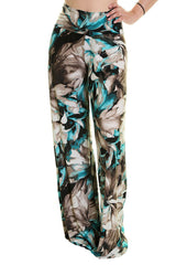 Niobe Clothing High Waist Fold Over Wide Leg Palazzo Pants (Floral Pastel) - f_bottoms