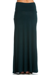 Azules Summer Solid Banded Waist Foldover Maxi Skirt - Skirts