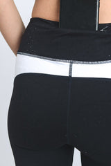 Mono B Mesh Accent White Contrast Studded Leggings - Active