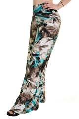 Niobe Clothing High Waist Fold Over Wide Leg Palazzo Pants (Floral Pastel) - f_bottoms