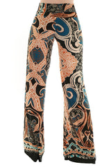 Niobe Clothing High Waist Fold Over Wide Leg Palazzo Pants (Exquisite Jade) - pants