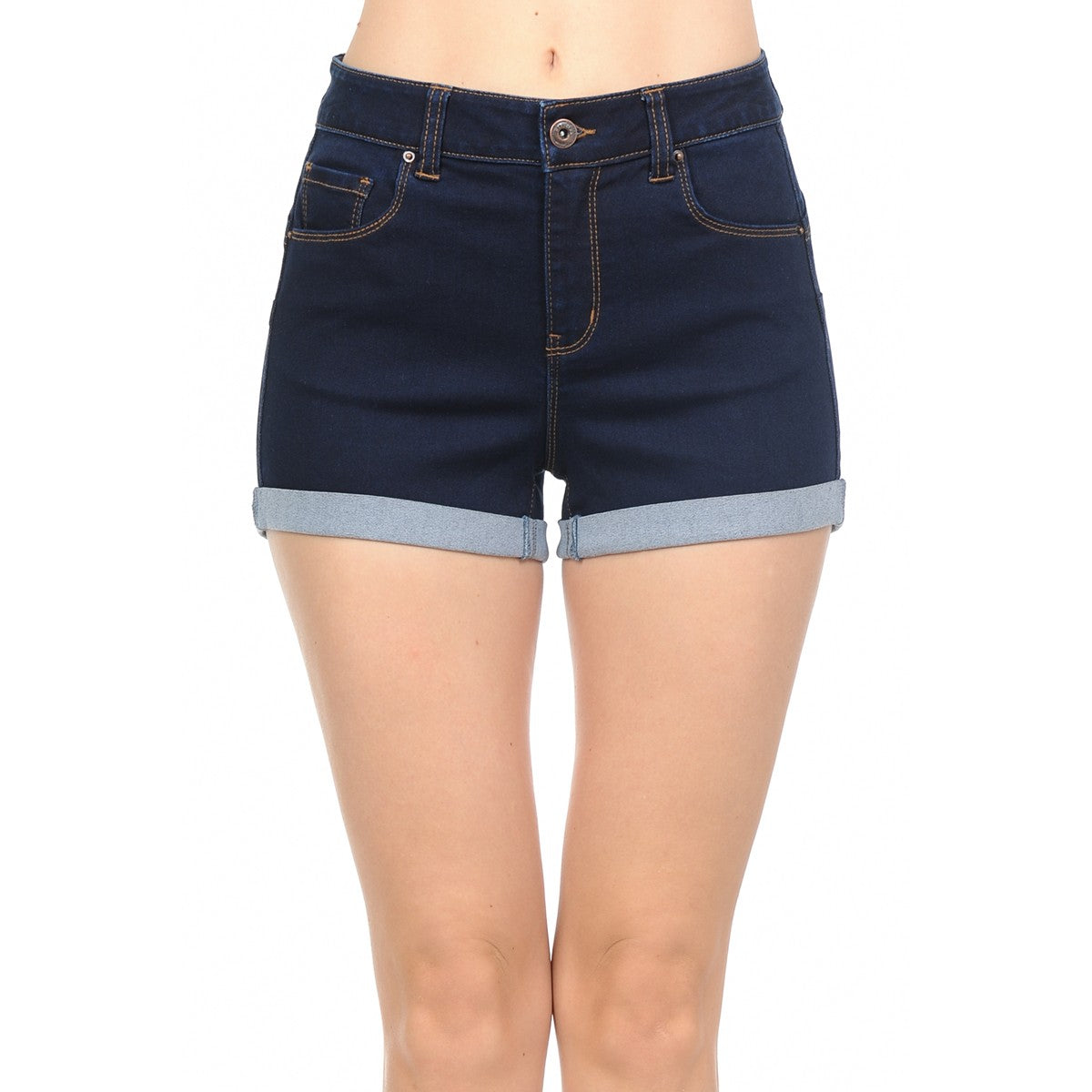 Wax High Rise Junior Push Up Body Shaping Denim Shorts - Denim Shorts f_bottoms