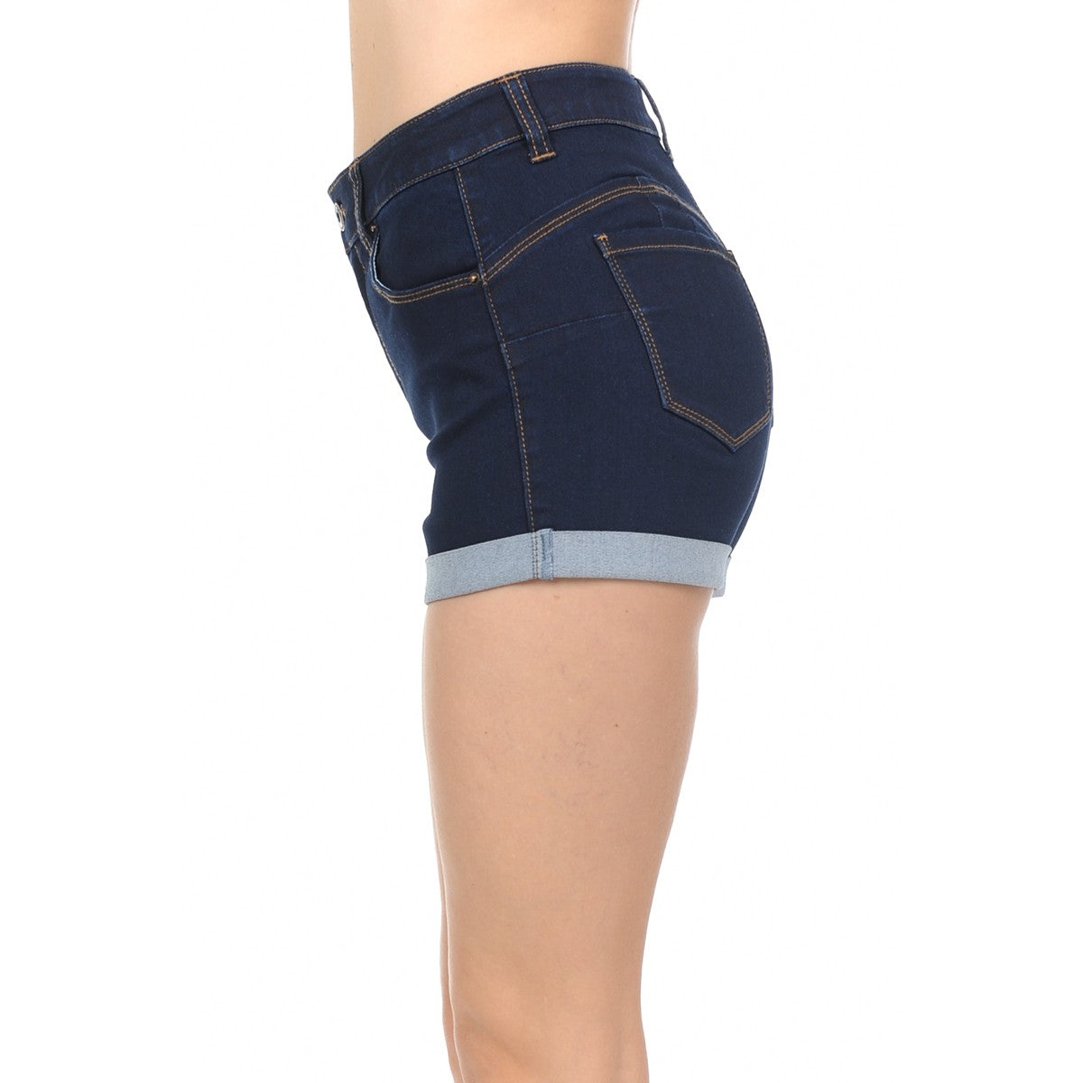 Wax High Rise Junior Push Up Body Shaping Denim Shorts - Denim Shorts f_bottoms