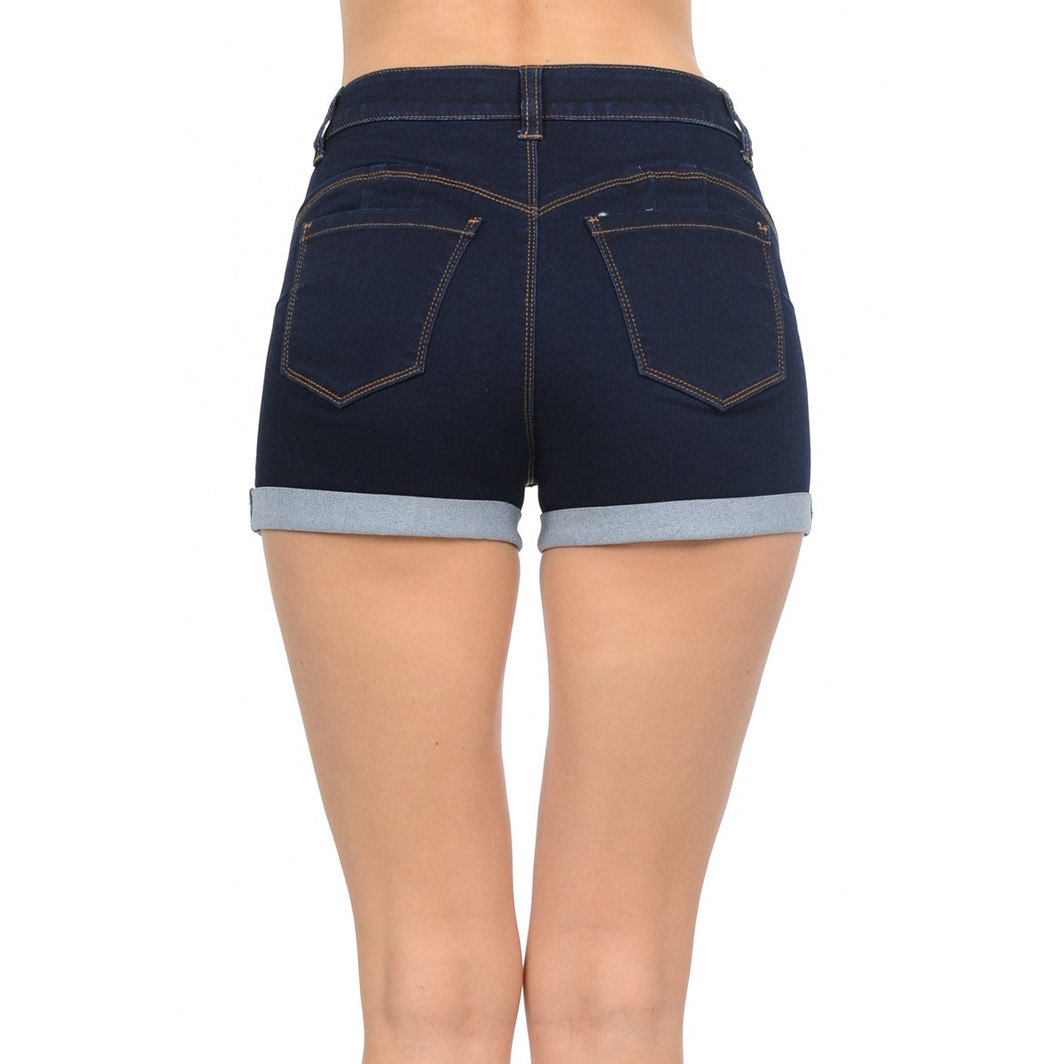 Wax High Rise Junior Push Up Body Shaping Denim Shorts - Denim Shorts f_bottoms