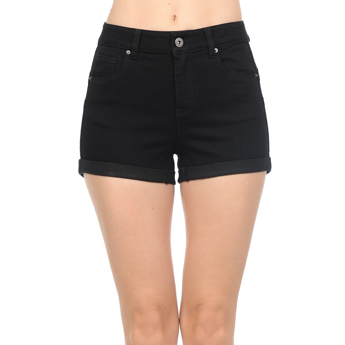 Wax High Rise Junior Push Up Body Shaping Denim Shorts - Denim Shorts f_bottoms