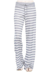 12Pm Mon Ami Stripe Print Casual Lounge Pants in Heather Grey - pants