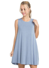 Mitto Shop Bamboo Fiber Knit Sleeveless T-shirt Dress (Light Denim) - dress