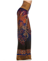 Niobe Clothing High Waist Fold Over Wide Leg Palazzo Pants (Blue Multi) - pants