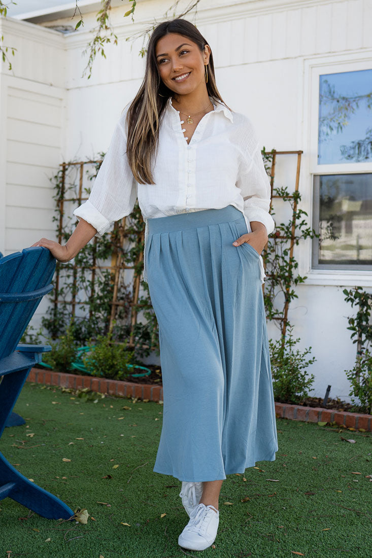 Zenana High Waist Pleated Midi Skirt - Skirts sb_bottoms