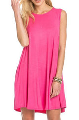 Mitto Shop Bamboo Fiber Knit Sleeveless T-shirt Dress (Pink Paradise) - dress