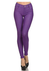 Niobe Clothing Cotton Blend Color Long Jeggings - leggings