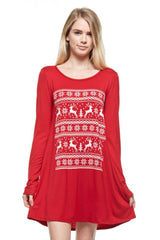 Reindeer Snowfall Long Sleeve Tunic Tunics- Niobe Clothing