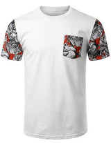 Niobe Clothing White Red Floral Pocket Sleeve Pattern Shirt - Shirts