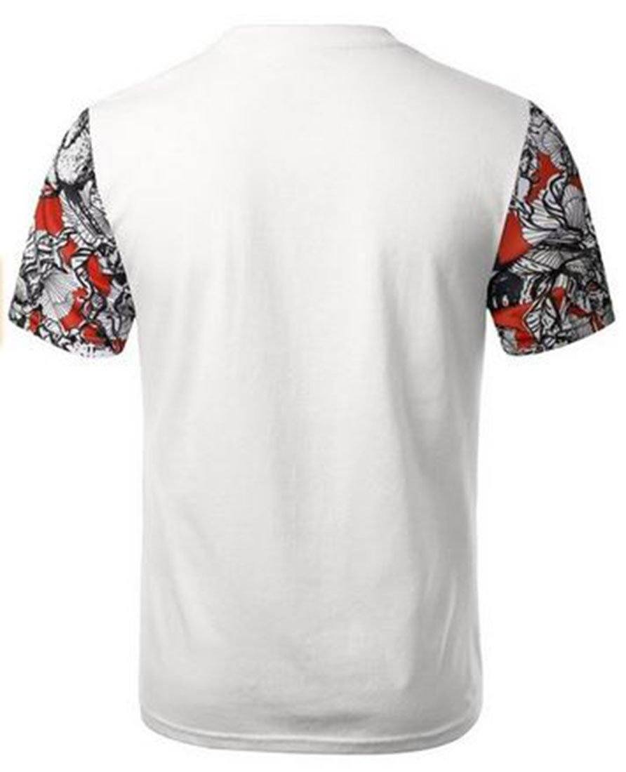 Niobe Clothing White Red Floral Pocket Sleeve Pattern Shirt - Shirts