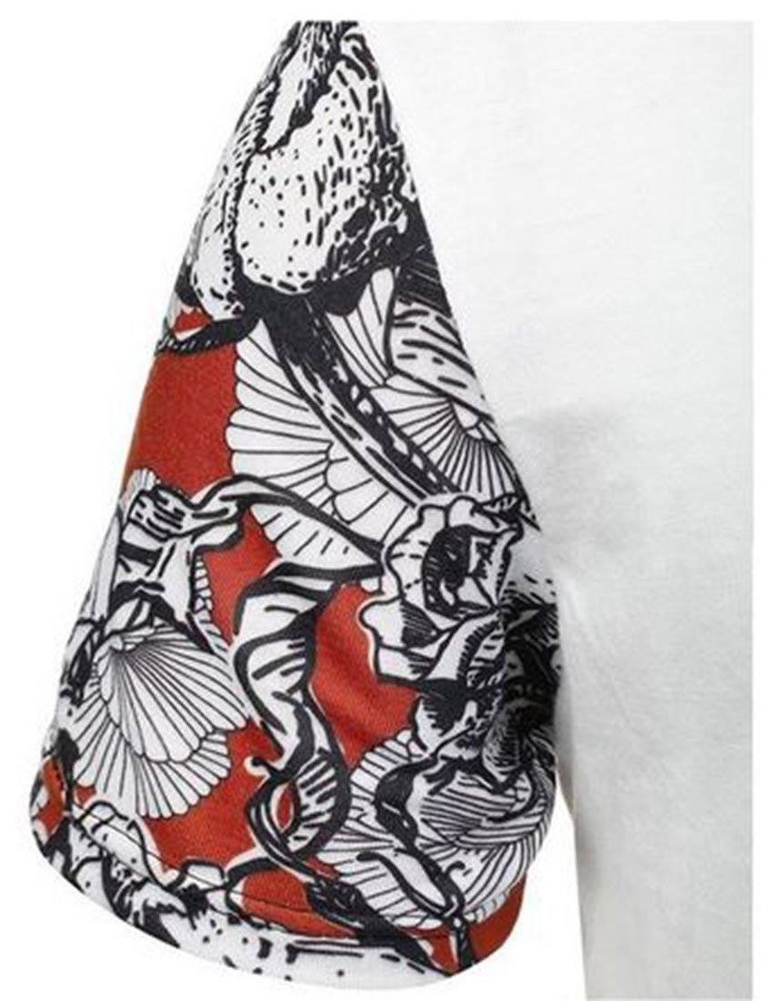 Niobe Clothing White Red Floral Pocket Sleeve Pattern Shirt - Shirts