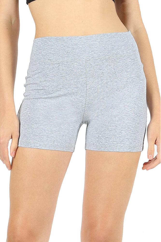 Zenana Cotton Workout Thick Band Biker Running Shorts - Legging Shorts sb_bottoms