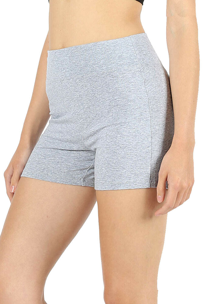 Zenana Cotton Workout Thick Band Biker Running Shorts - Legging Shorts sb_bottoms