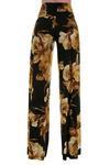 Niobe Clothing High Waist Fold Over Wide Leg Palazzo Pants (Natural Blossom) - pants