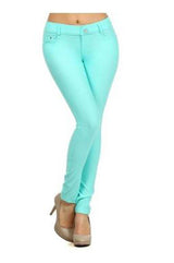 Niobe Clothing Cotton Blend Color Long Jeggings - leggings