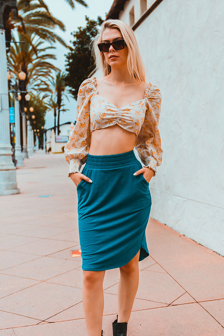 Zenana High Waist Tulip Hem Knee Length Skirt - Skirts sb_bottoms