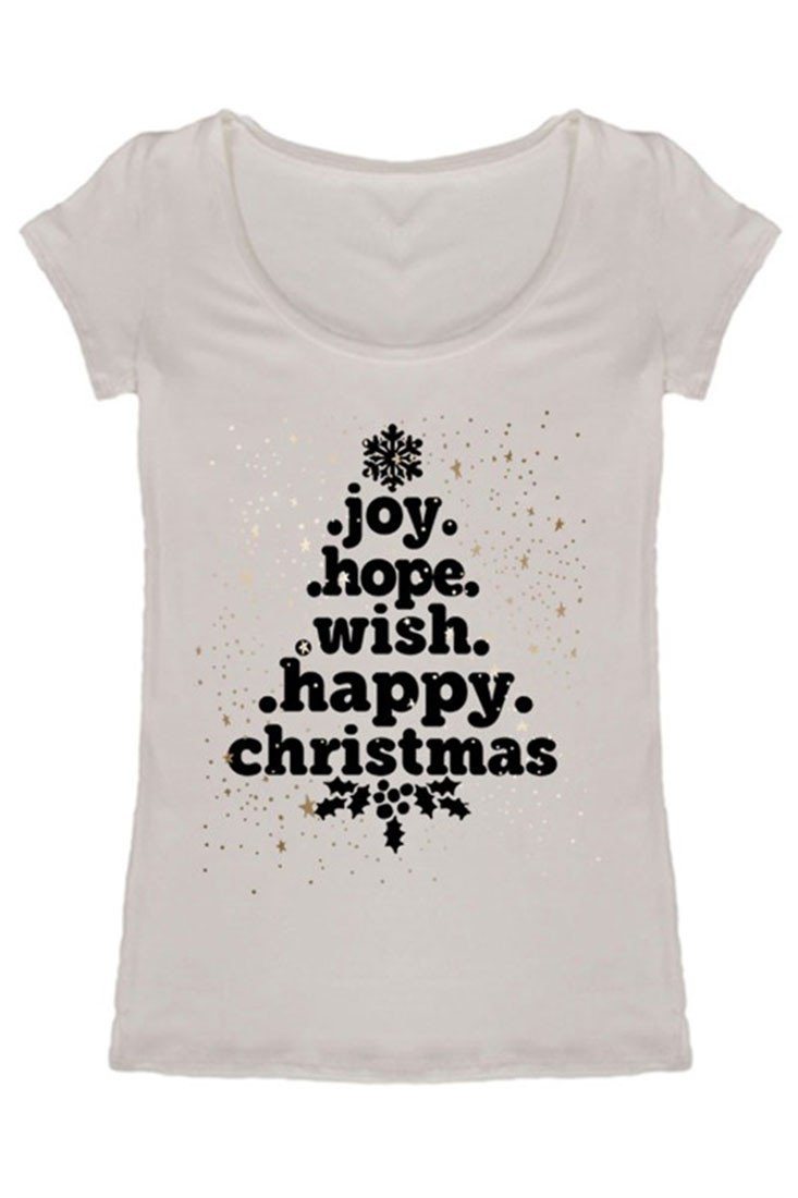 Niobe Clothing Christmas Tree Word Holiday Graphic T-Shirt - T-Shirts holiday