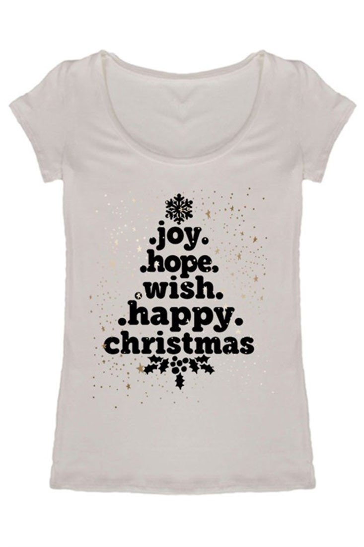 Christmas Tree Word Holiday Graphic T-Shirt Shirts- Niobe Clothing