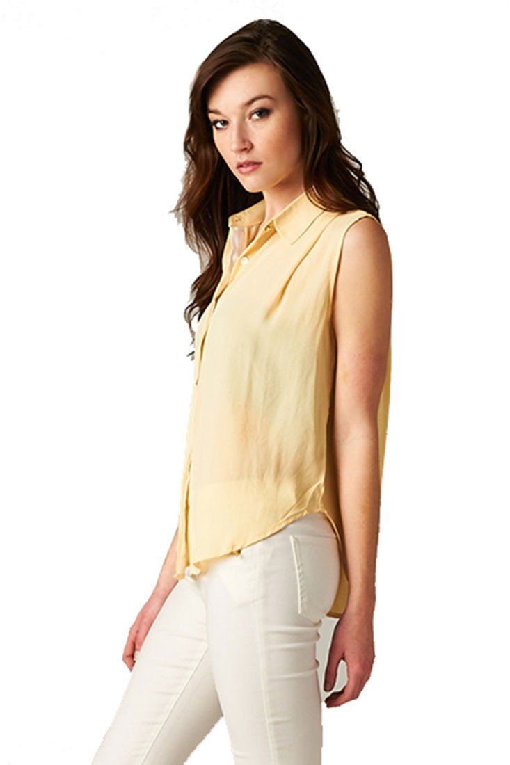 Sleeveless High Low Button Down Blouse (Navy) - Niobe Clothing